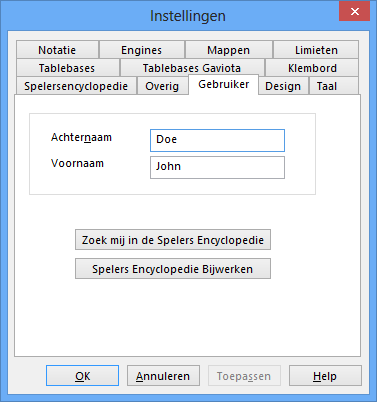 instellingengebruiker