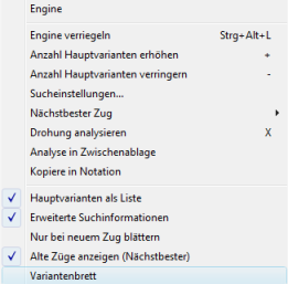 Engineoptionen per Rechtsklick im Enginefenster