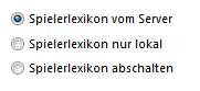 Einstellungen für das Spielerlexikon