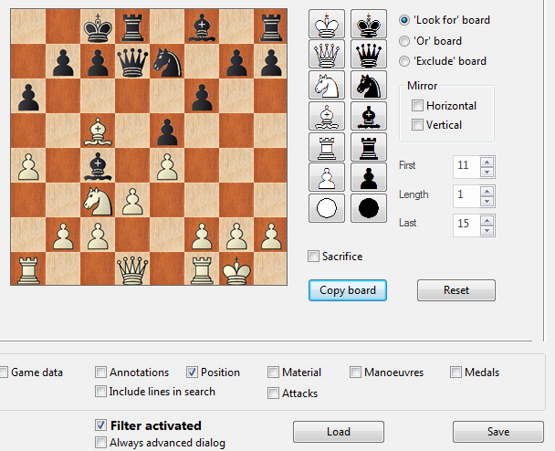 Searching in a database for specific chess positions (ChessBase