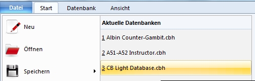 Liste der zuletzt geöffneten Datenbanken