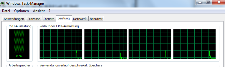 Anzeige CPU Last im Taskmanager