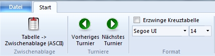 Optionen der Turniertabelle