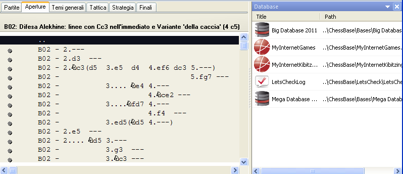 Opening Classification Database window