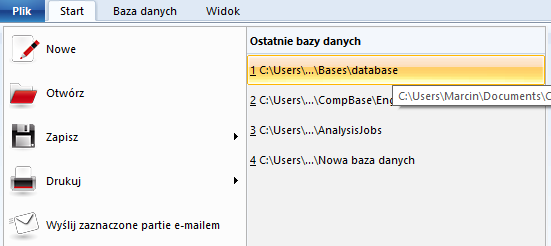 Ostatnie bazy danych