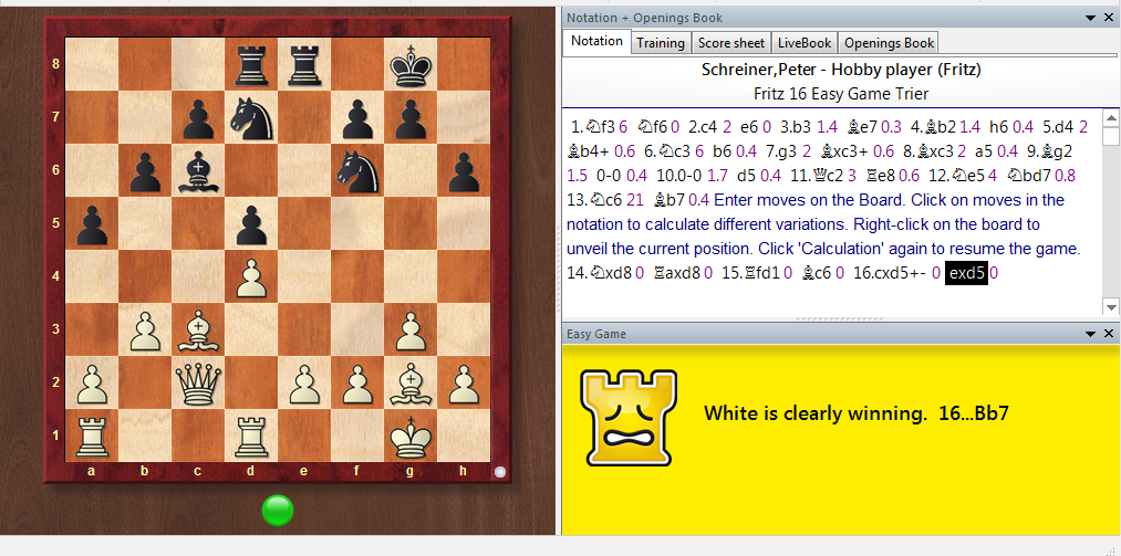 The “Control” board in the Fritz 13 chess program