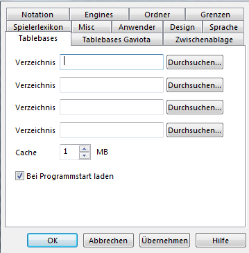 TableBases einstelen