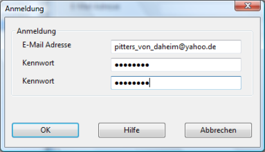 Mailadresse und Passwort