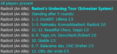 Ausgabe der Runderergebnisse