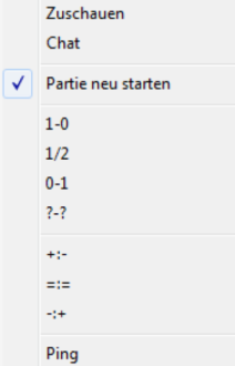 Kontextmenü des Karteireiters "Turnier"