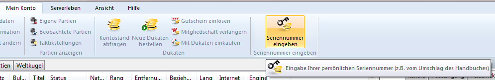 Funktionen unter Mein Konto