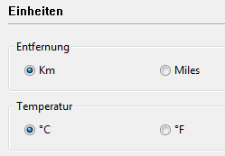 Einstellungen der Einheiten