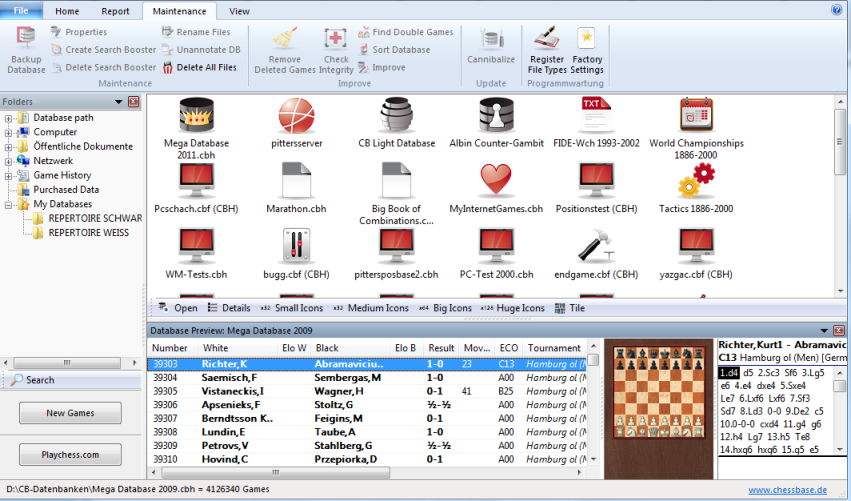 how to search the database with chessbase reader