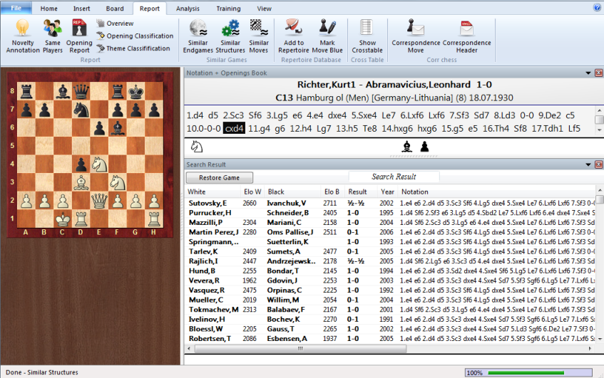 ChessBase 11: Statistics in the Player Key