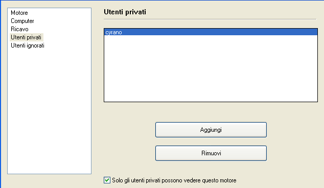 Settings for private Users