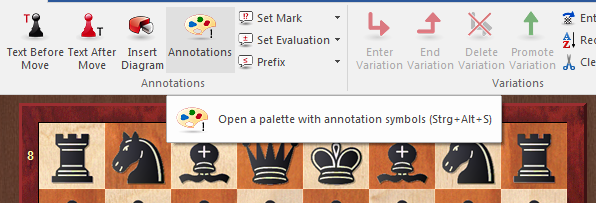 Annotating in ChessBase: Arrows and highlighted squares