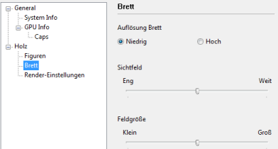 Ausschnitt Einstellungen Brett