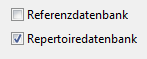 Repertoiredatenbank im Datenbankfenster festlegen