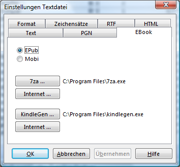 Einstellungen Textdatei