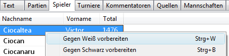 Spielervorbereitung via Kontextmenü